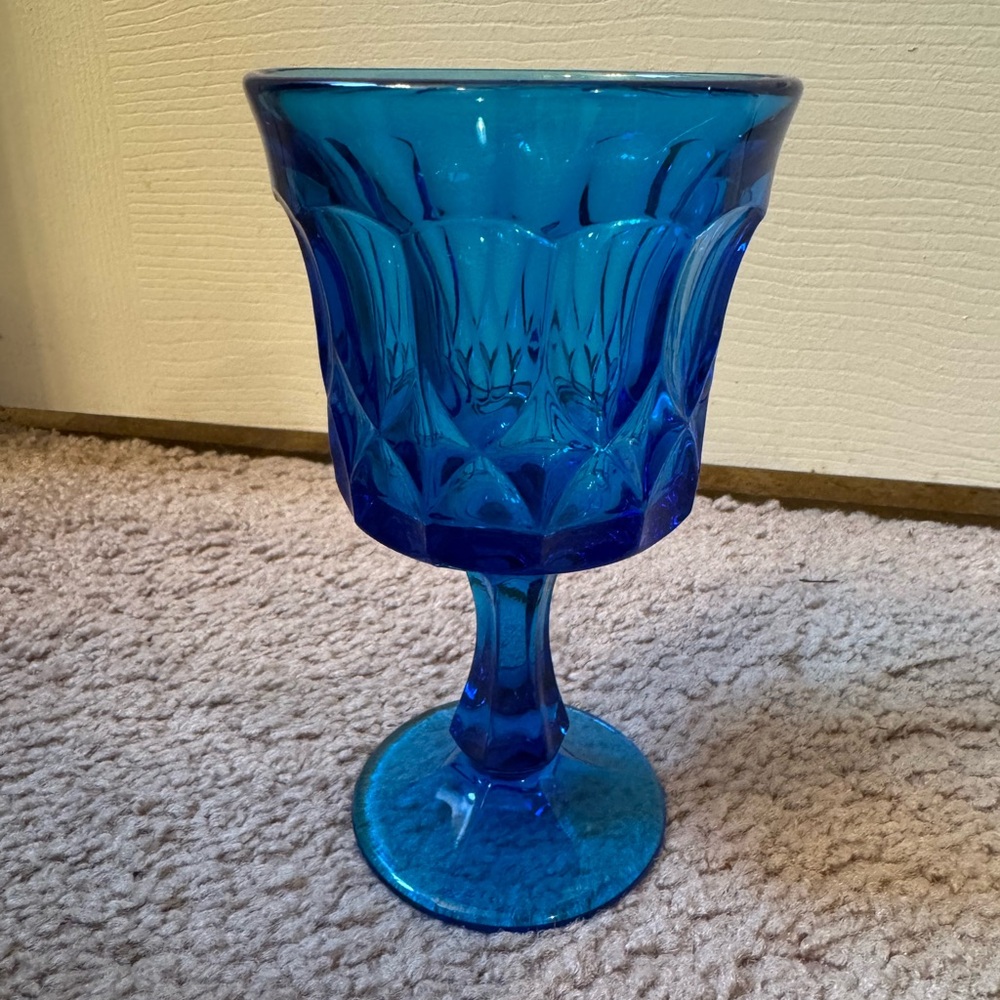 Vintage Blue Glass Goblet